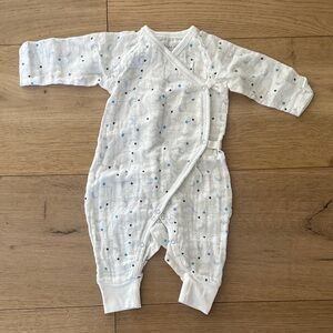 Under the Nile Muslim White and Blue Baby One Piece clouds star